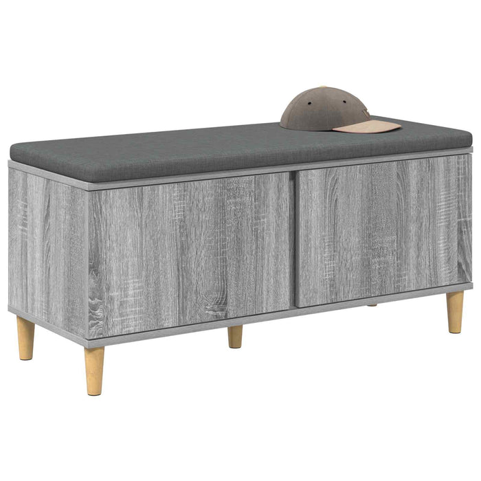 Bancă pentru hol cu pernă cu ușă Sonoma gri 100 x 38 x 46 cm - WALTI WALTI