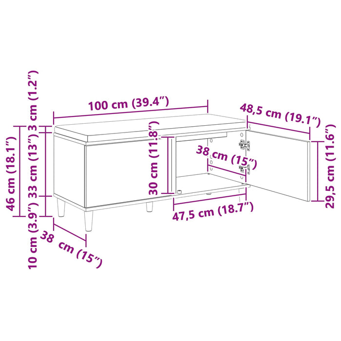 Bancă pentru hol cu pernă cu ușă Sonoma gri 100 x 38 x 46 cm - WALTI WALTI
