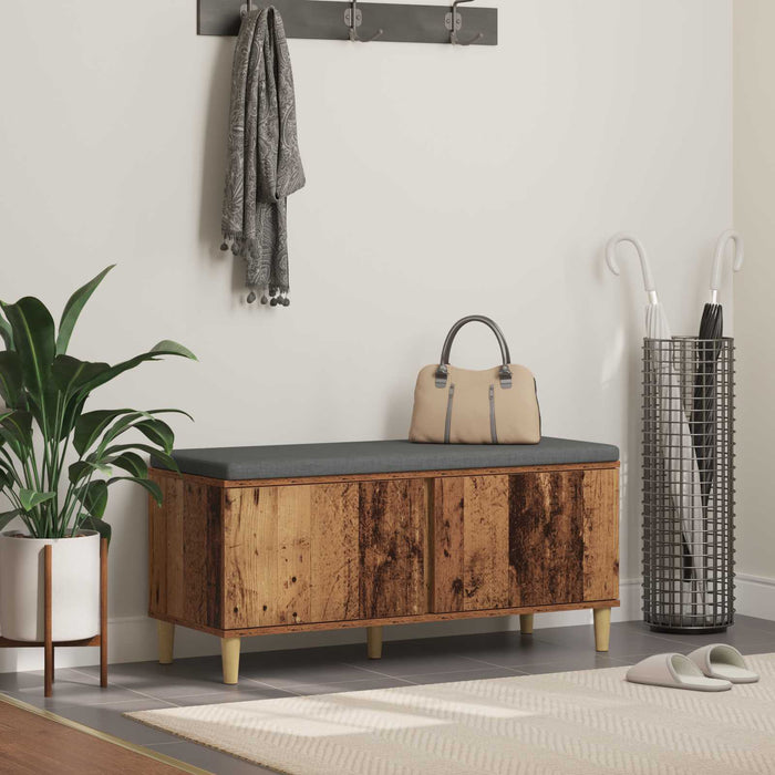 Bancă pentru hol cu pernă cu ușă Lemn vechi 100 x 38 x 46 cm - WALTI WALTI