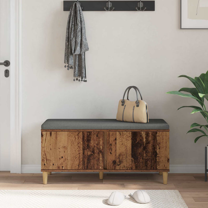 Bancă pentru hol cu pernă cu ușă Lemn vechi 100 x 38 x 46 cm - WALTI WALTI