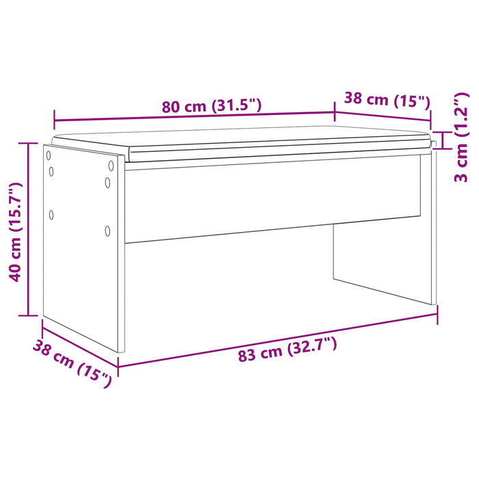 Bancă pentru hol cu pernă Gri Sonoma 80 x 38 x 46 cm - WALTI WALTI
