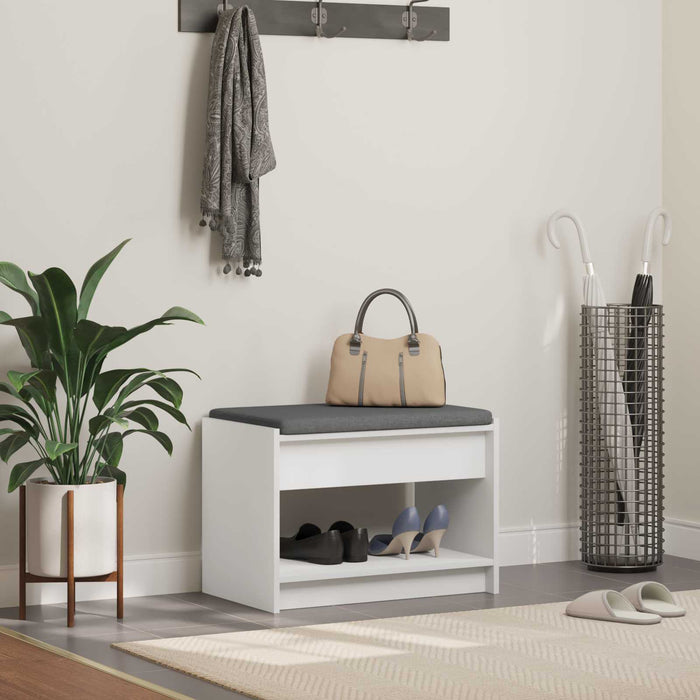Bancă pentru hol cu pernă cu raft Alb 63 x 38 x 45 cm - WALTI WALTI