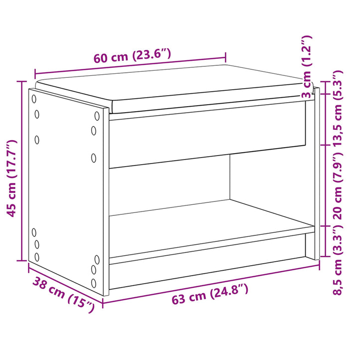 Bancă pentru hol cu pernă cu raft Stejar Sonoma 63 x 38 x 45 cm - WALTI WALTI
