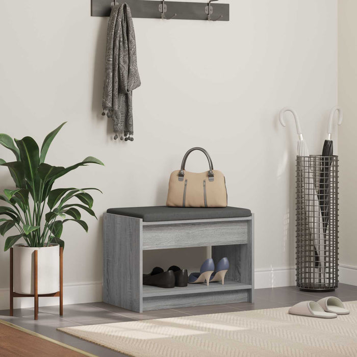 Bancă pentru hol cu pernă cu raft Sonoma gri 63 x 38 x 45 cm - WALTI WALTI