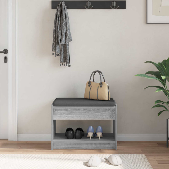Bancă pentru hol cu pernă cu raft Sonoma gri 63 x 38 x 45 cm - WALTI WALTI