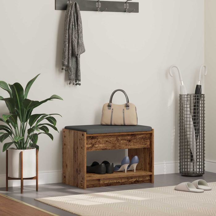 Bancă pentru hol cu pernă cu raft Lemn vechi 63 x 38 x 45 cm - WALTI WALTI