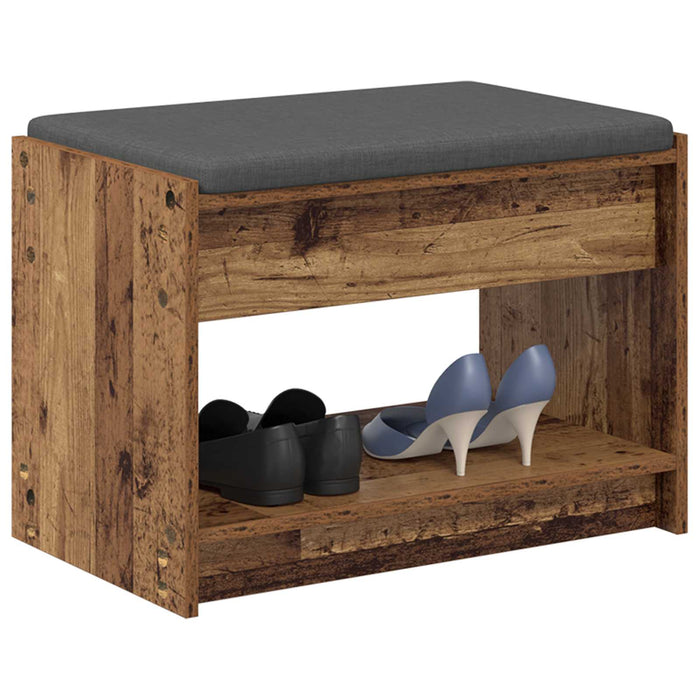 Bancă pentru hol cu pernă cu raft Lemn vechi 63 x 38 x 45 cm - WALTI WALTI
