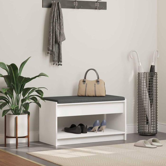 Bancă pentru hol cu pernă cu raft Alb 83 x 38 x 45 cm - WALTI WALTI