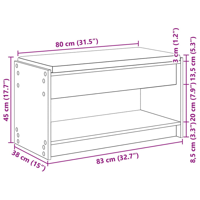 Bancă pentru hol cu pernă cu raft Alb 83 x 38 x 45 cm - WALTI WALTI