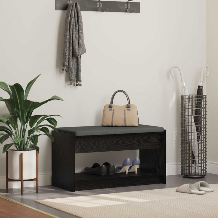 Bancă pentru hol cu pernă cu raft Stejar Negru 83 x 38 x 45 cm - WALTI WALTI