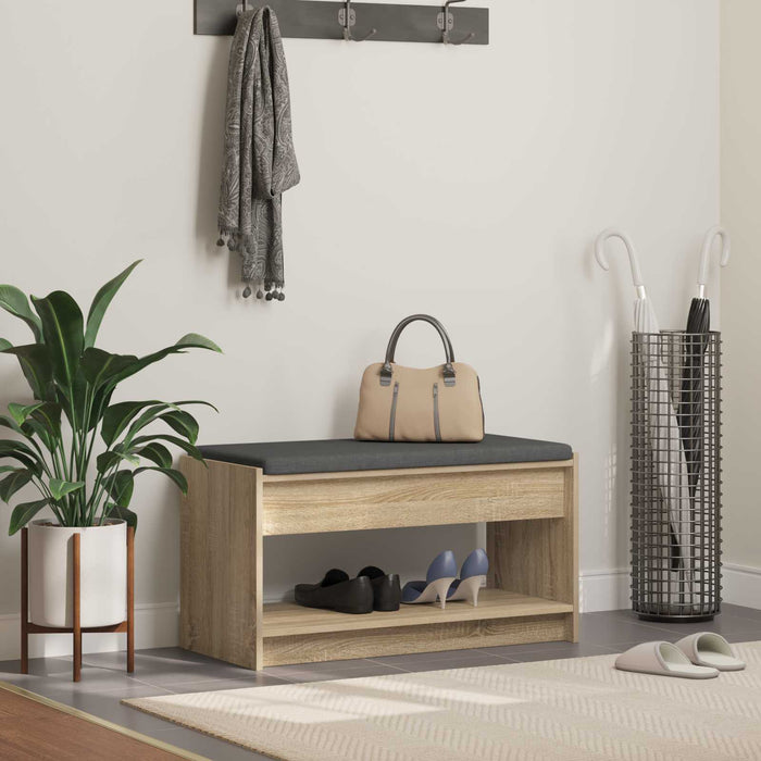 Bancă pentru hol cu pernă cu raft Stejar Sonoma 83 x 38 x 45 cm - WALTI WALTI