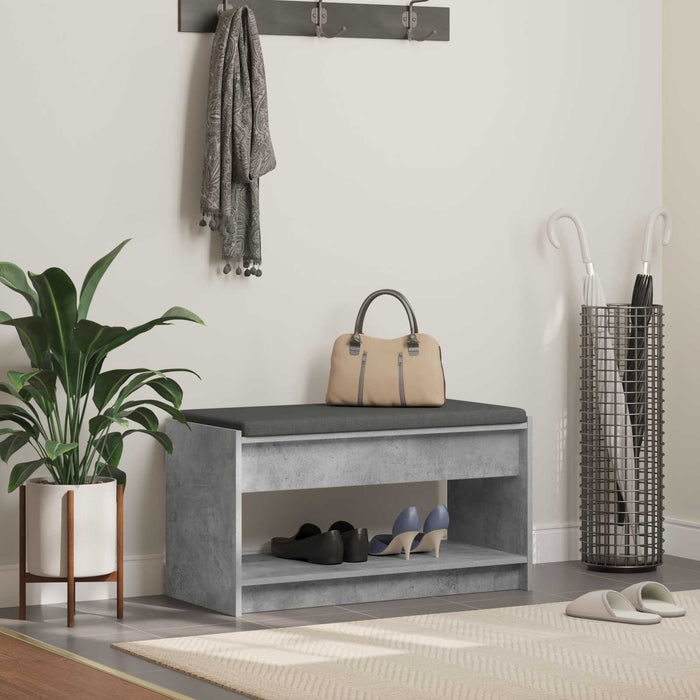 Bancă pentru hol cu pernă cu raft Gri Beton 83 x 38 x 45 cm - WALTI WALTI