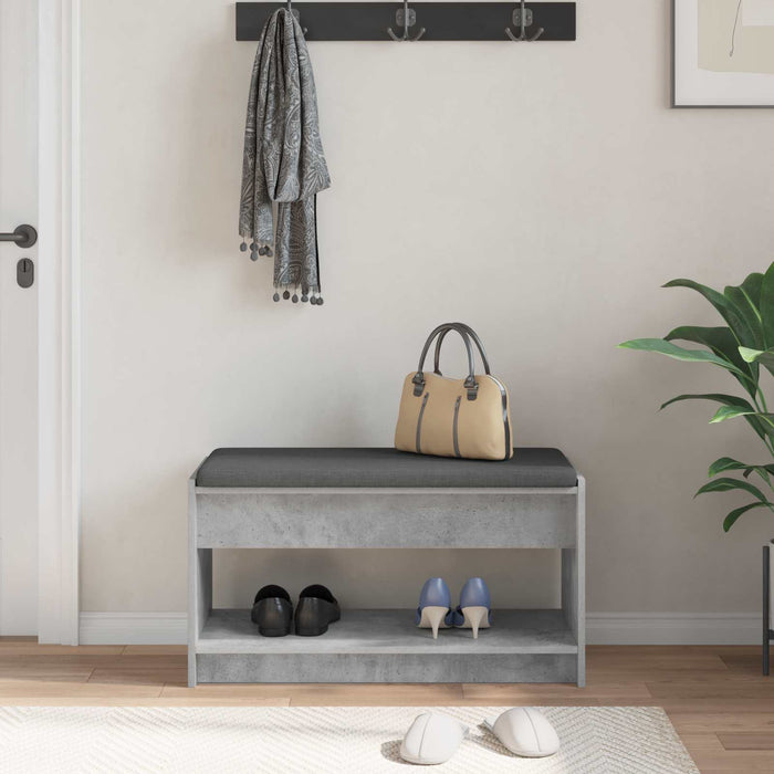 Bancă pentru hol cu pernă cu raft Gri Beton 83 x 38 x 45 cm - WALTI WALTI