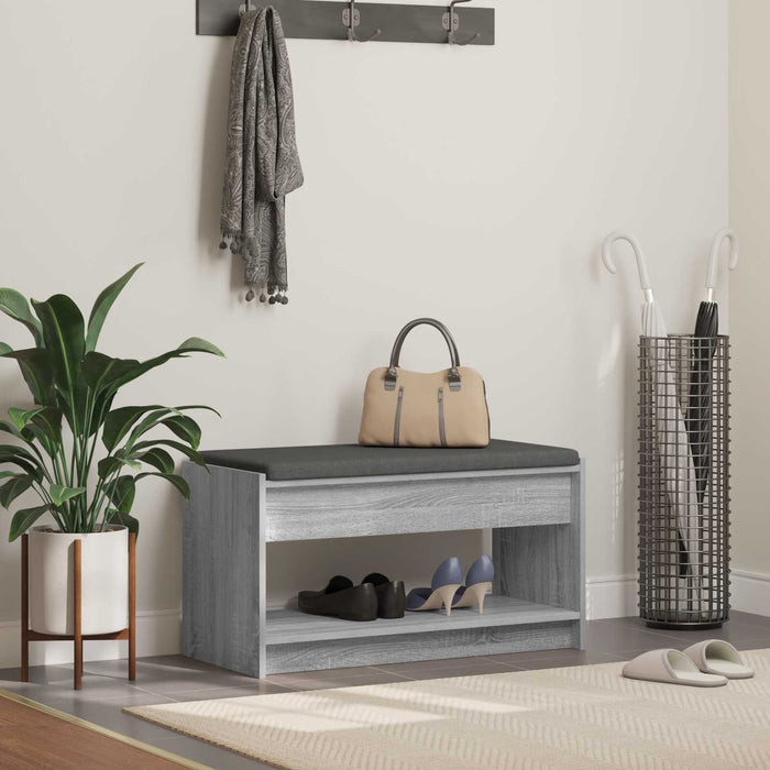Bancă pentru hol cu pernă cu raft Sonoma gri 83 x 38 x 45 cm - WALTI WALTI