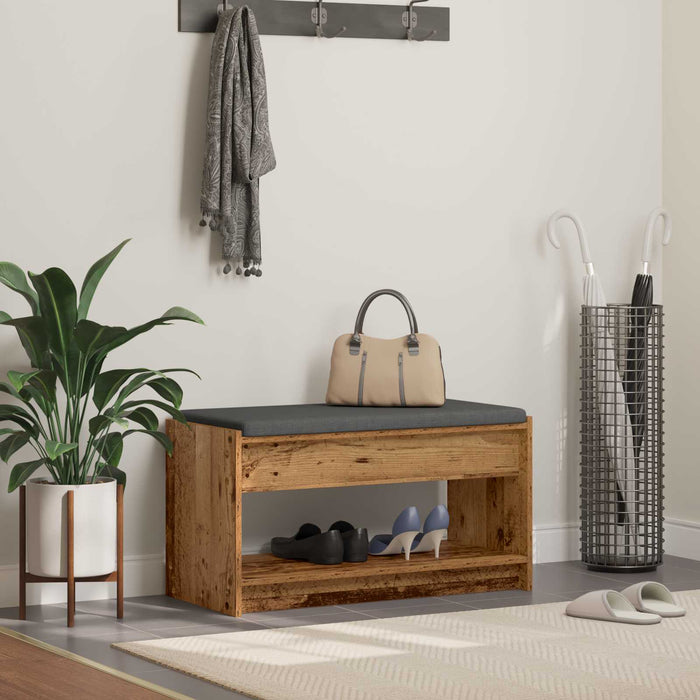 Bancă pentru hol cu pernă cu raft Lemn vechi 83 x 38 x 45 cm - WALTI WALTI