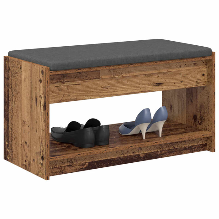 Bancă pentru hol cu pernă cu raft Lemn vechi 83 x 38 x 45 cm - WALTI WALTI