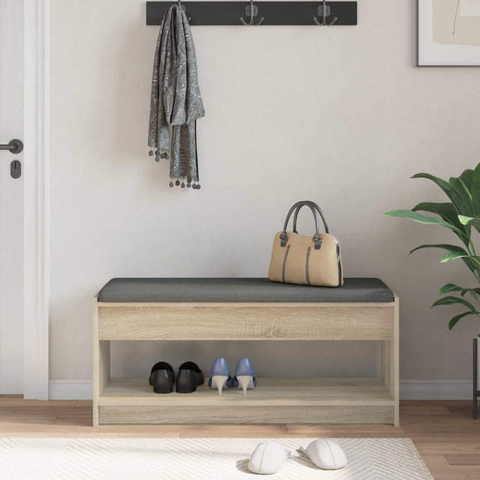 Bancă pentru hol cu pernă Stejar Sonoma 100 x 38 x 46 cm - WALTI WALTI