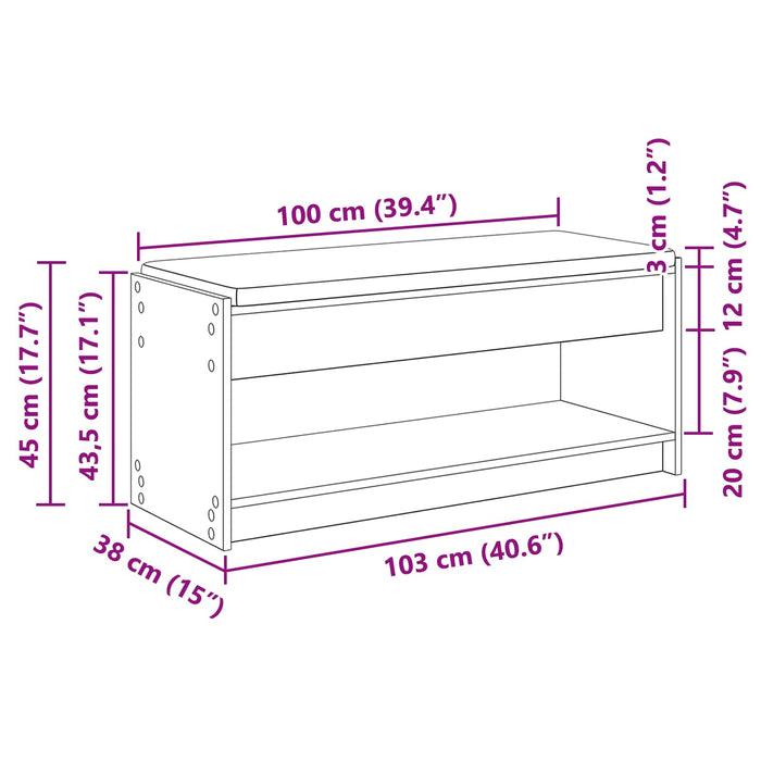 Bancă pentru hol cu pernă Stejar Sonoma 100 x 38 x 46 cm - WALTI WALTI