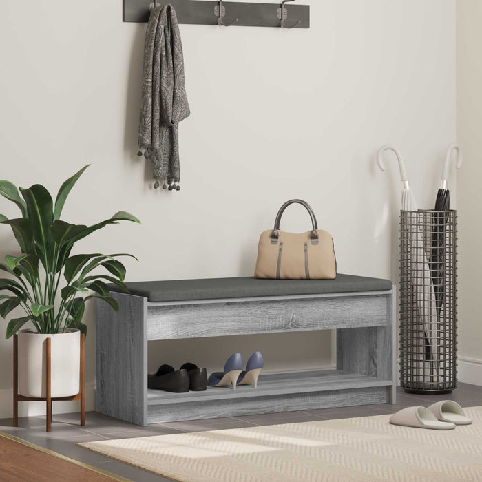 Bancă pentru hol cu pernă cu raft Gri Sonoma 100 x 38 x 46 cm - WALTI WALTI
