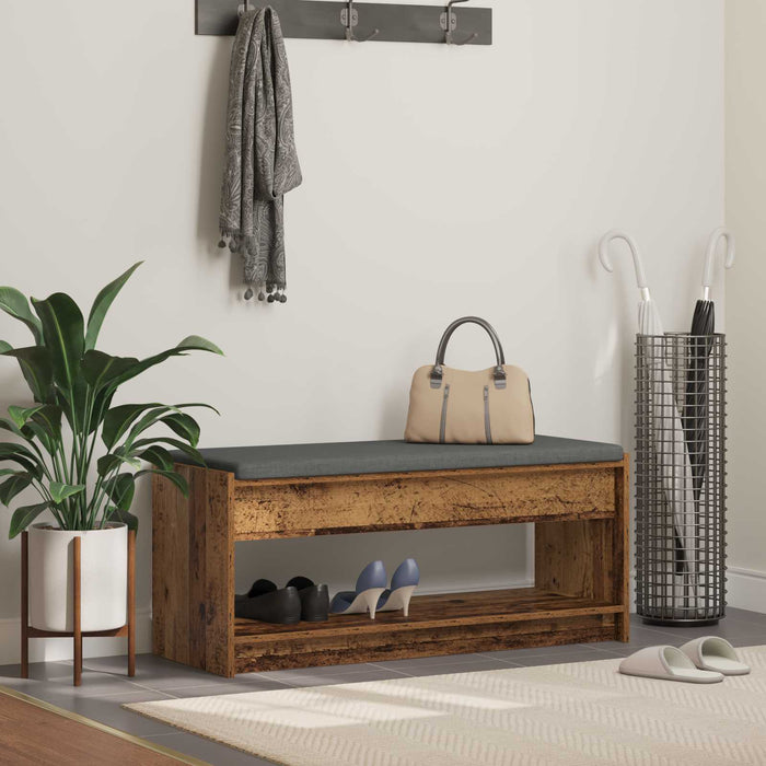 Bancă pentru hol cu pernă cu raft Lemn vechi 103 x 38 x 45 cm - WALTI WALTI