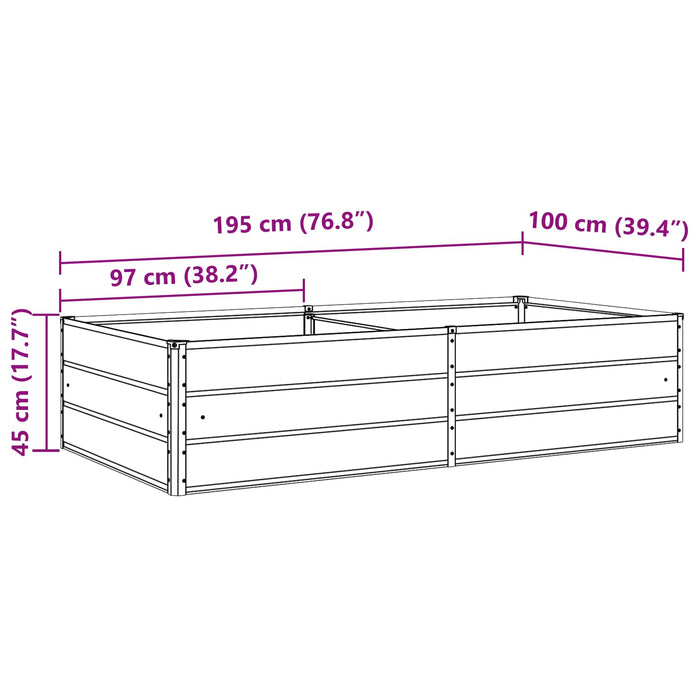 Jardinieră Gri deschis 195 x 100 x 45 cm Oțel Galvanizat - WALTI WALTI