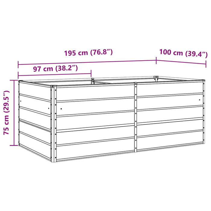 Jardinieră Gri deschis 195 x 100 x 45 cm Oțel Galvanizat - WALTI WALTI