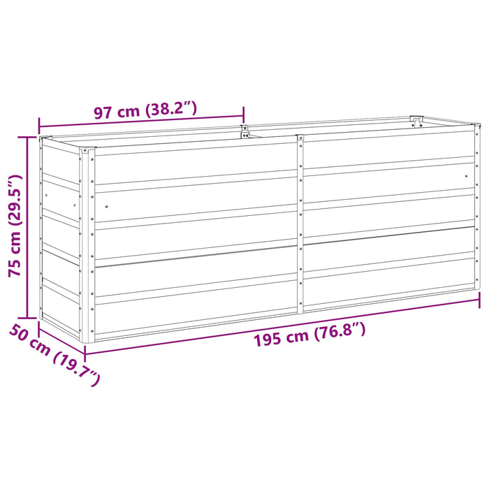 Jardinieră Antracit 195 x 50 x 75 cm Oțel Galvanizat WALTI