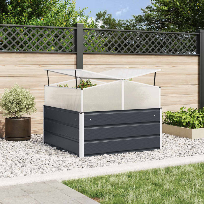 Jardinieră Antracit 100 x 100 x 77 cm Oțel Galvanizat - WALTI WALTI