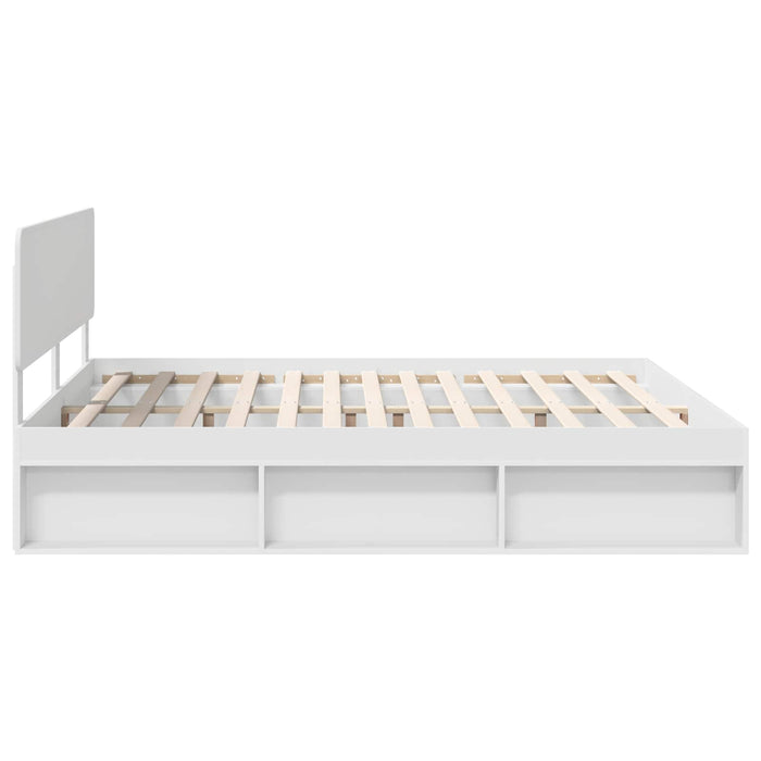Cadru de pat cu headboard Alb 200 x 200 cm Lemn de pin masiv - WALTI WALTI