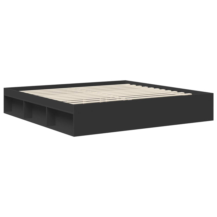 Cadru de pat cu headboard Negru 200 x 200 cm Lemn de pin masiv - WALTI WALTI