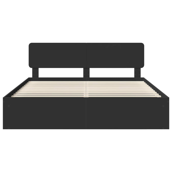 Cadru de pat cu headboard Negru 200 x 200 cm Lemn de pin masiv - WALTI WALTI