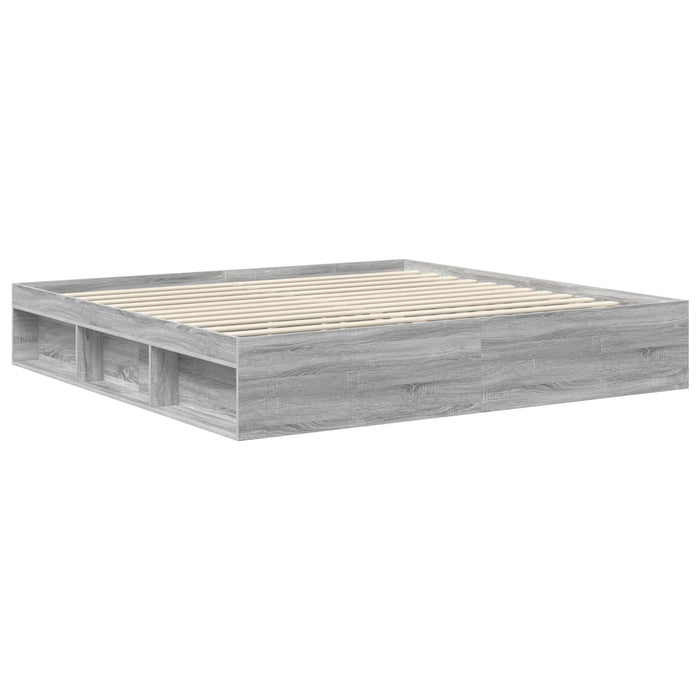 Cadru de pat Gri Sonoma 200 x 200 cm Lemn de pin masiv - WALTI WALTI
