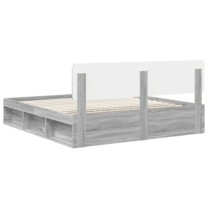 Cadru de pat Gri Sonoma 200 x 200 cm Lemn de pin masiv - WALTI WALTI