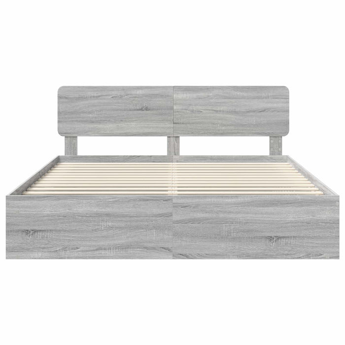 Cadru de pat Gri Sonoma 200 x 200 cm Lemn de pin masiv - WALTI WALTI