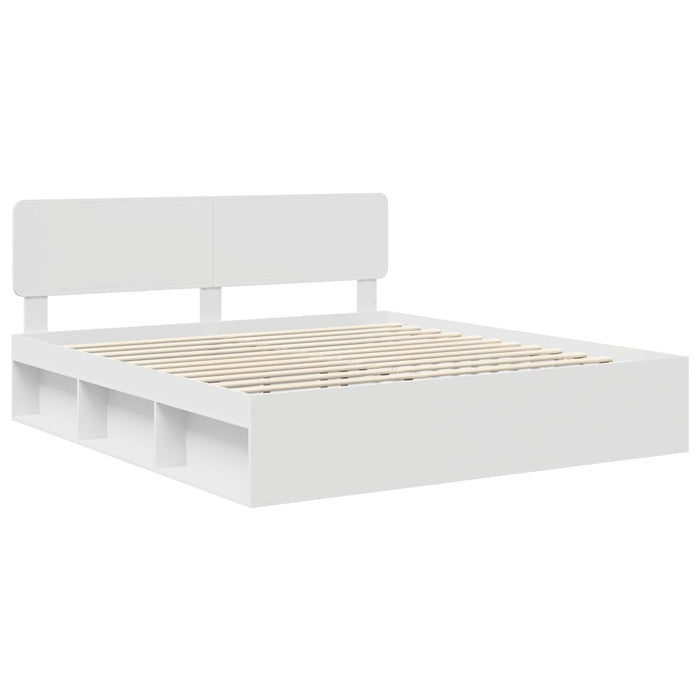 Cadru de pat cu headboard Alb 180 x 200 cm Lemn de pin masiv - WALTI WALTI