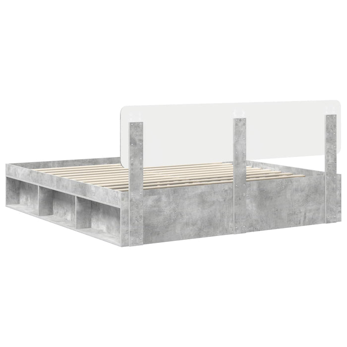 Cadru de pat cu headboard Beton 180 x 200 cm Lemn de pin masiv - WALTI WALTI