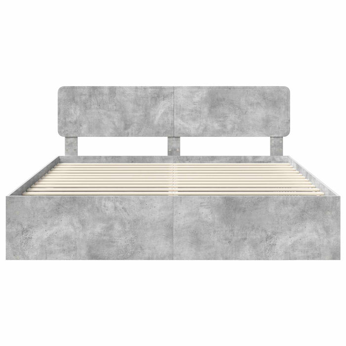 Cadru de pat cu headboard Beton 180 x 200 cm Lemn de pin masiv - WALTI WALTI
