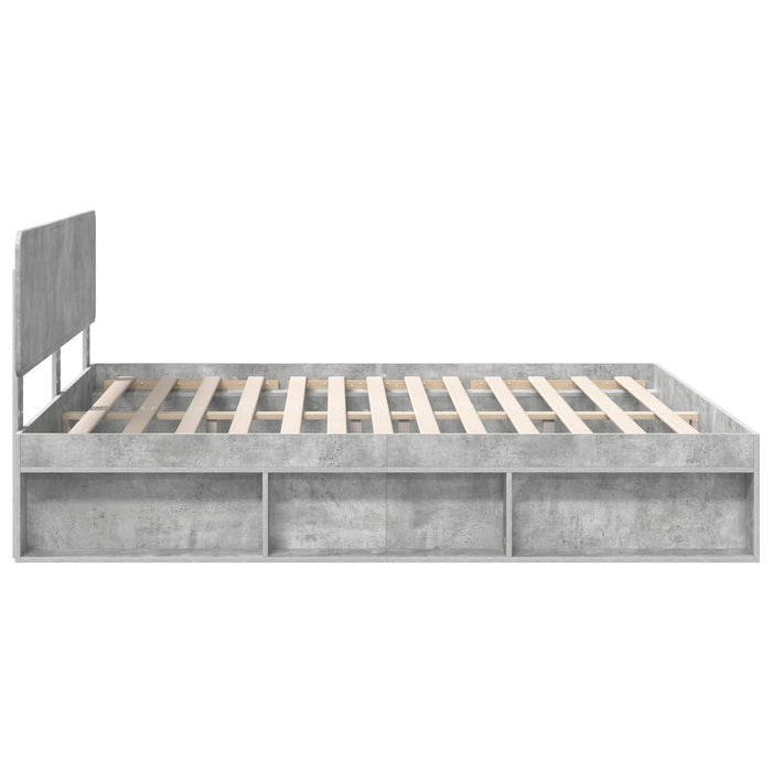 Cadru de pat cu headboard Beton 180 x 200 cm Lemn de pin masiv - WALTI WALTI