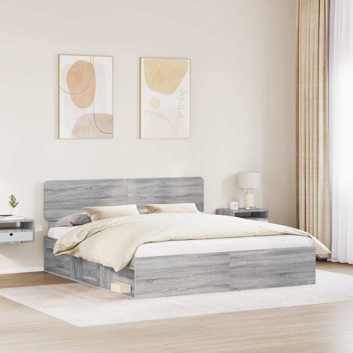 Cadru de pat Gri Sonoma 180 x 200 cm Lemn de pin masiv - WALTI WALTI