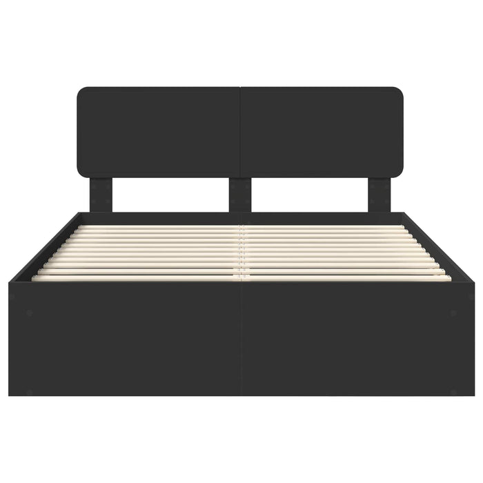 Cadru de pat cu headboard Negru 160 x 200 cm Lemn de pin masiv - WALTI WALTI
