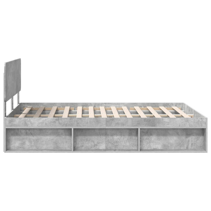 Cadru de pat cu headboard Beton 160 x 200 cm Lemn de pin masiv - WALTI WALTI