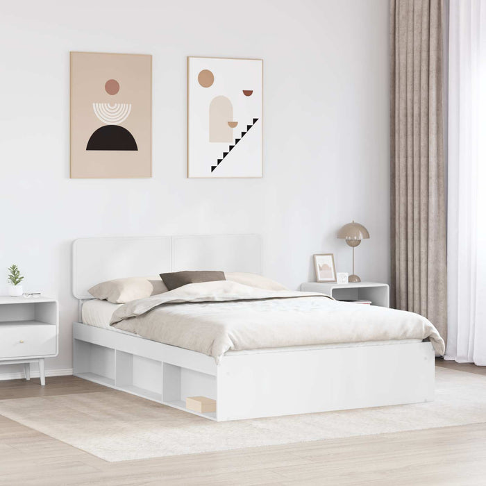 Cadru de pat cu headboard Alb 150 x 200 cm Lemn de pin masiv - WALTI WALTI