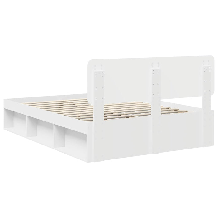 Cadru de pat cu headboard Alb 140 x 200 cm Lemn de pin masiv - WALTI WALTI
