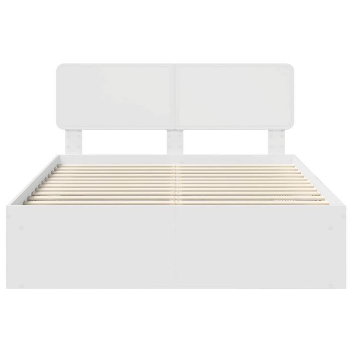 Cadru de pat cu headboard Alb 140 x 200 cm Lemn de pin masiv - WALTI WALTI