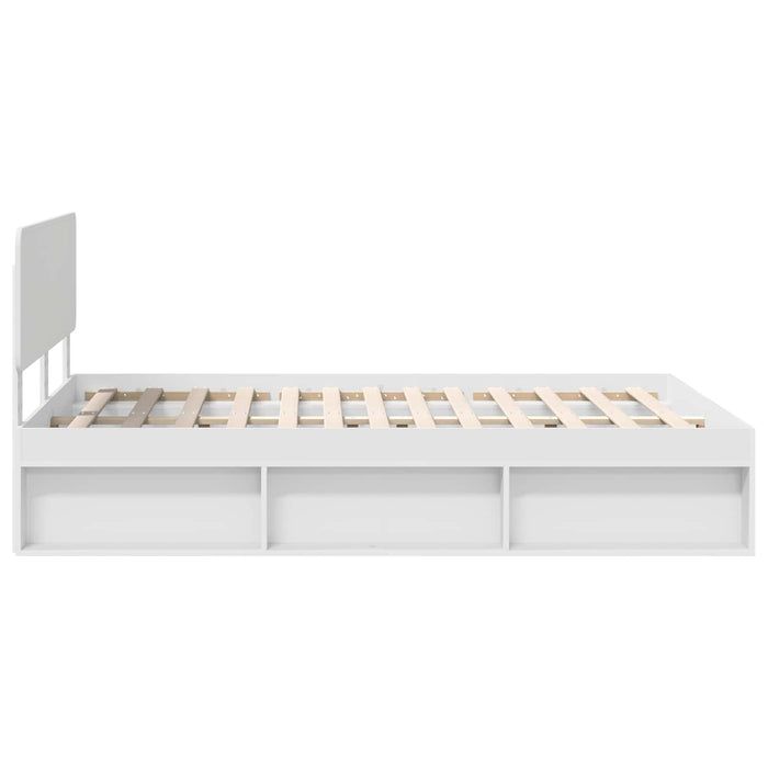 Cadru de pat cu headboard Alb 140 x 200 cm Lemn de pin masiv - WALTI WALTI
