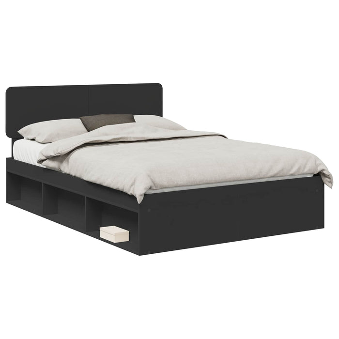 Cadru de pat cu headboard Negru 140 x 200 cm Lemn de pin masiv - WALTI WALTI