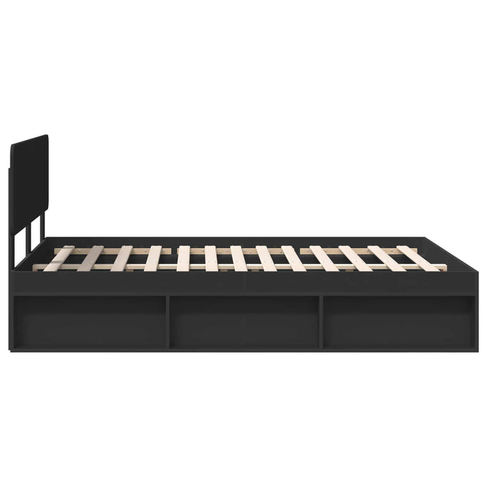 Cadru de pat cu headboard Negru 140 x 200 cm Lemn de pin masiv - WALTI WALTI