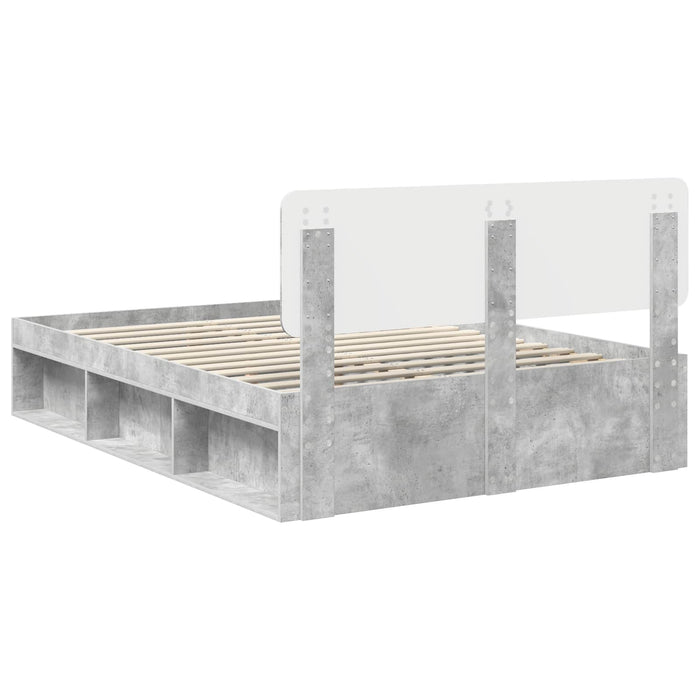Cadru de pat cu headboard Beton 140 x 200 cm Lemn de pin masiv - WALTI WALTI