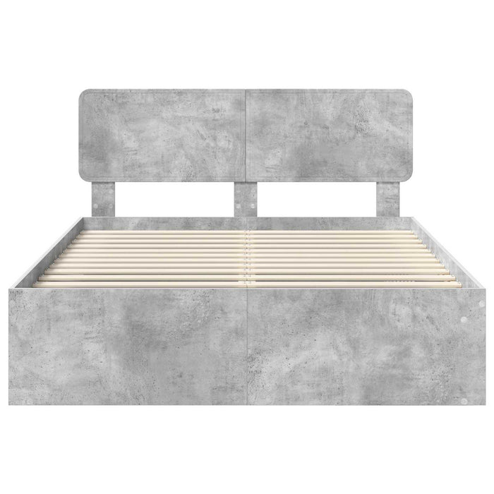 Cadru de pat cu headboard Beton 140 x 200 cm Lemn de pin masiv - WALTI WALTI