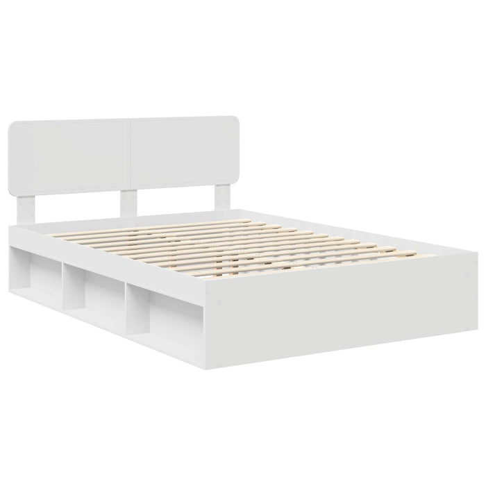 Cadru de pat cu headboard Alb 140 x 190 cm Lemn de pin masiv - WALTI WALTI